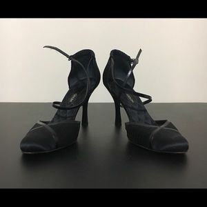 Enzo Angiolini Black 3-1/2” Heels, Satin Toe